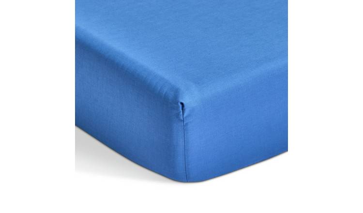 Habitat Extra Deep Plain Blue Fitted Sheet - King size