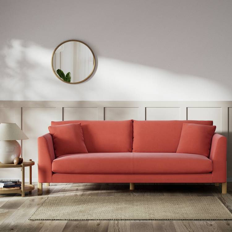 Habitat Aston Fabric 4 Seater Sofa - Papaya - Ash Leg 0