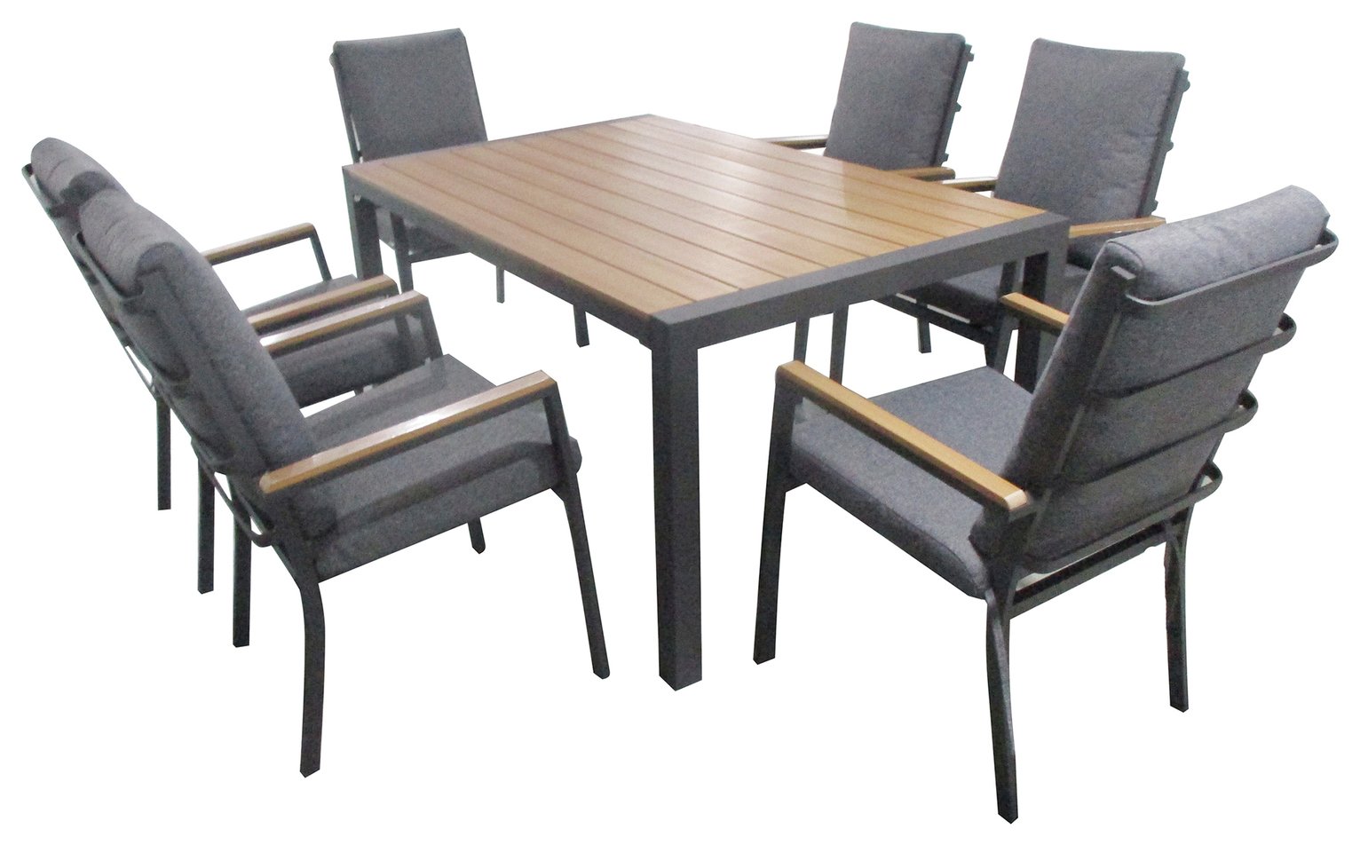 Norfolk Leisure Easton 6 Seater Metal Patio Set - Grey
