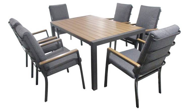 Norfolk Leisure Easton 6 Seater Metal Patio Set - Grey
