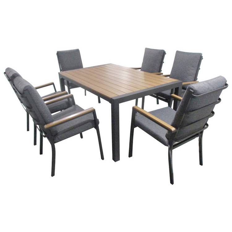 Norfolk Leisure Easton 6 Seater Metal Patio Set - Grey 0