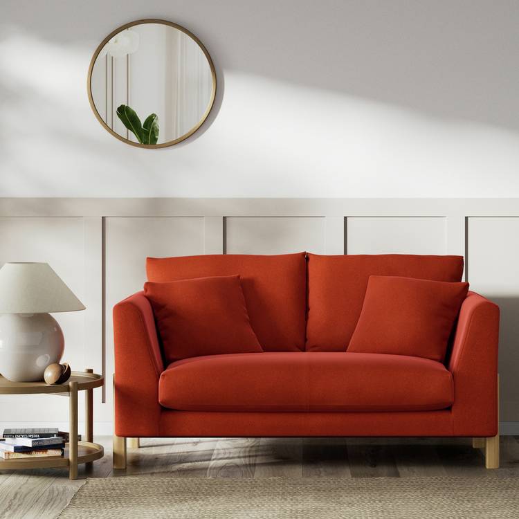 Habitat Aston Velvet 2 Seater Sofa - Burnt Orange - Ash Leg 0