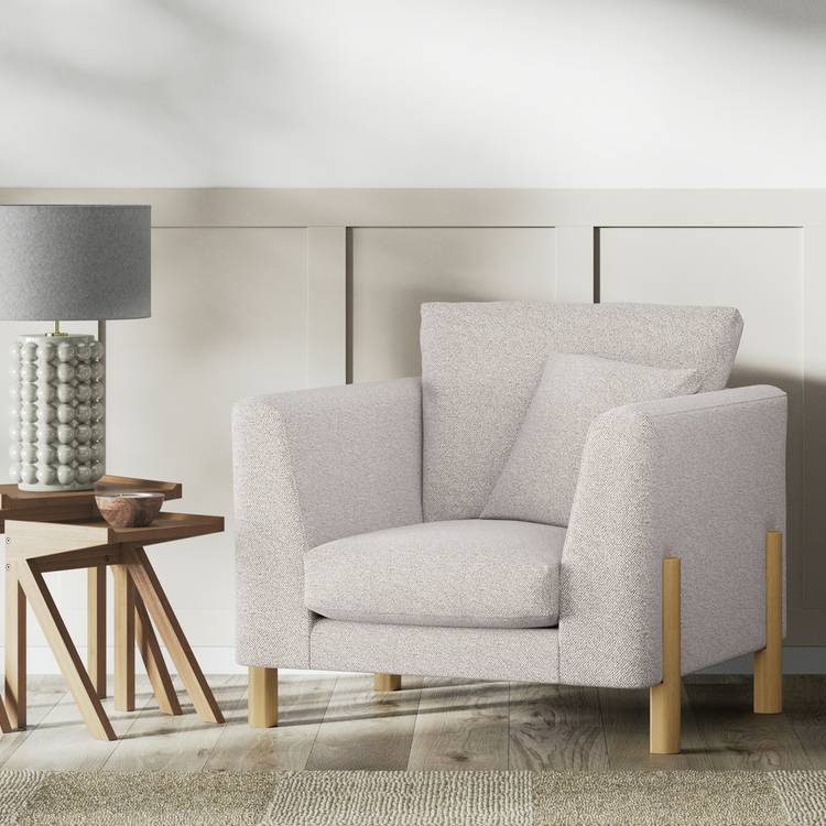 Habitat Aston Fabric Armchair - Natural - Ash Leg 0