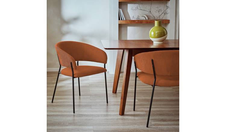 Habitat Sawyer Pair of Fabric Dinner Chair - Orange