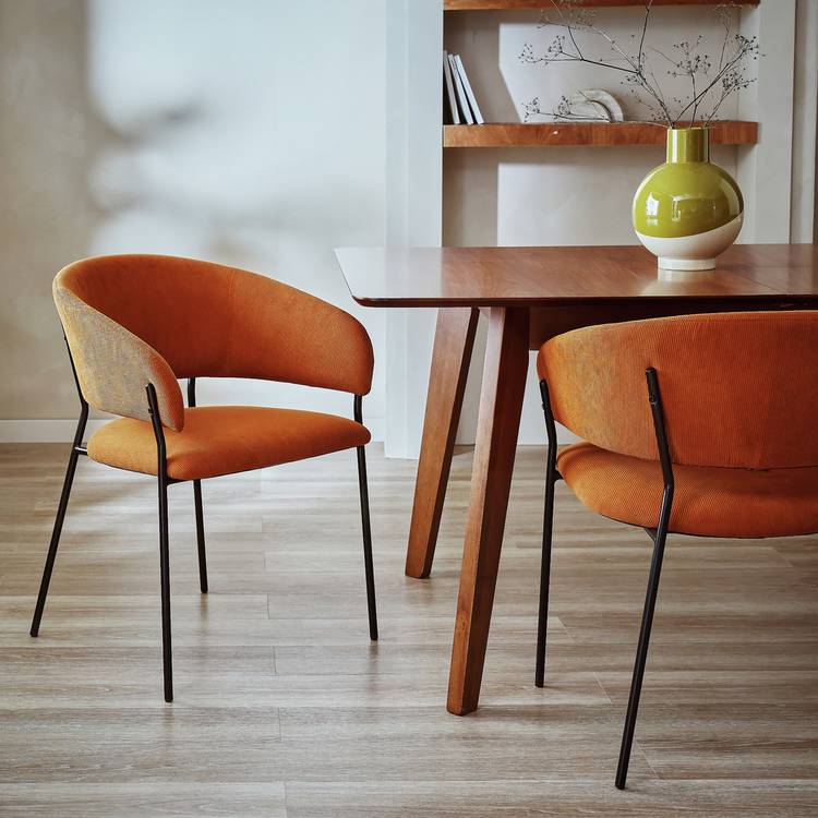 Habitat Sawyer Pair of Fabric Dinner Chair - Orange 0