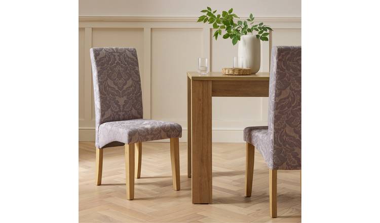 Argos Home Skirt Damask Pair of Fabric Dining Chair - Grey