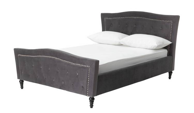 Argos Home Allura Double Velvet Bed Frame - Charcoal