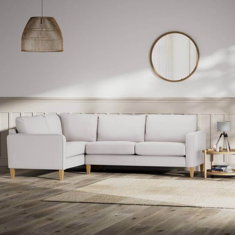 Habitat Flint Fabric Left Hand Corner Sofa - Natural-Ash Leg 0