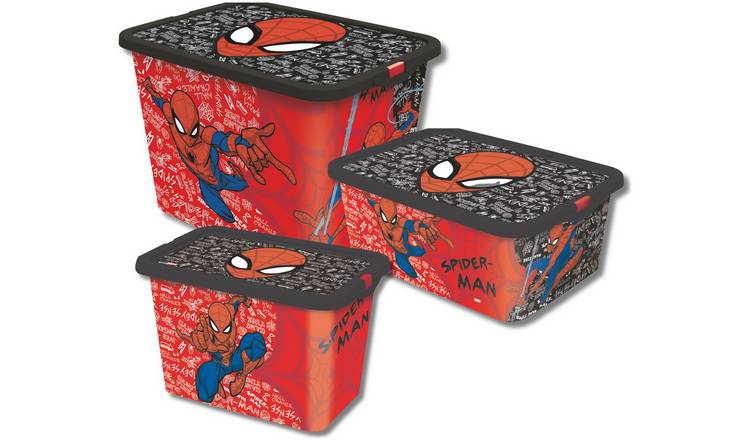 Disney Spiderman Set of 3 Mixed Storage Boxes with Lid - Red