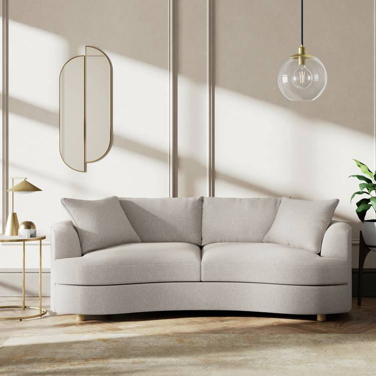 Habitat Sacha Fabric 3 Seater Sofa - Stone - Ash Leg 0