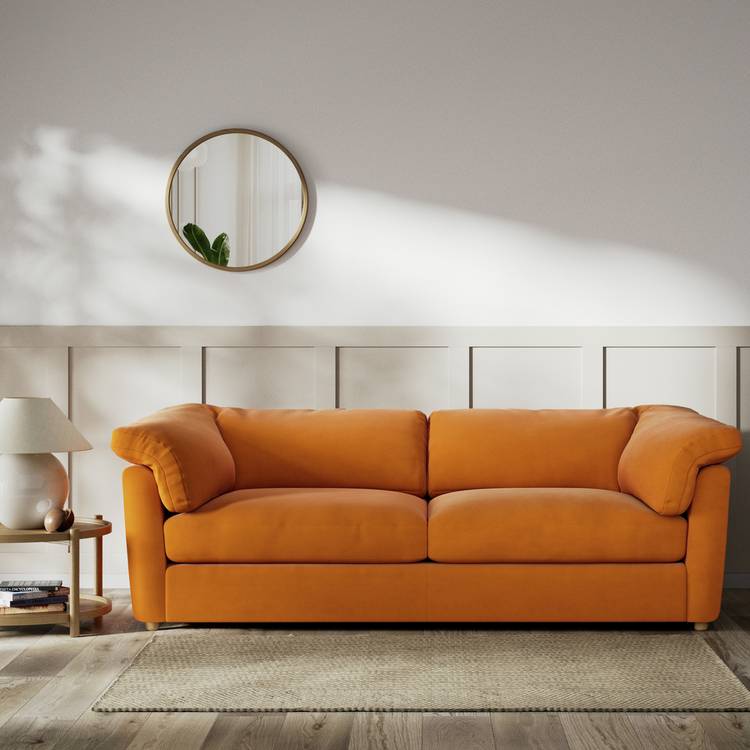 Habitat Wynn Fabric 4 Seater Sofa - Orange - Ash Leg 0