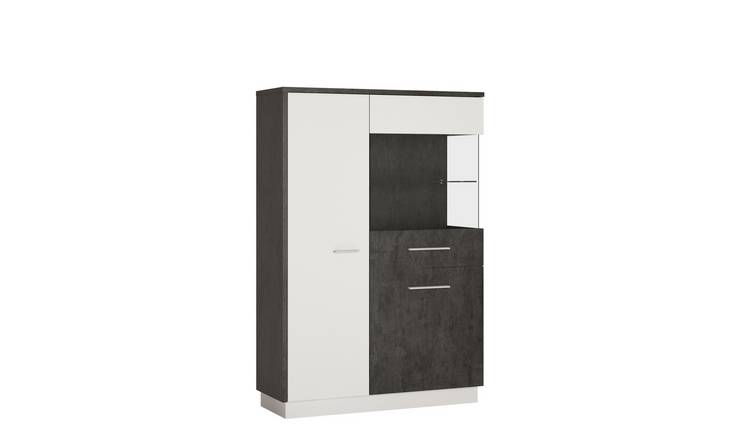 Solan 2 Door Right Hand Display Cabinet - Grey & White