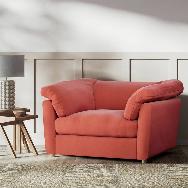 Habitat Wynn Fabric Cuddle Chair - Papaya - Ash Leg 0