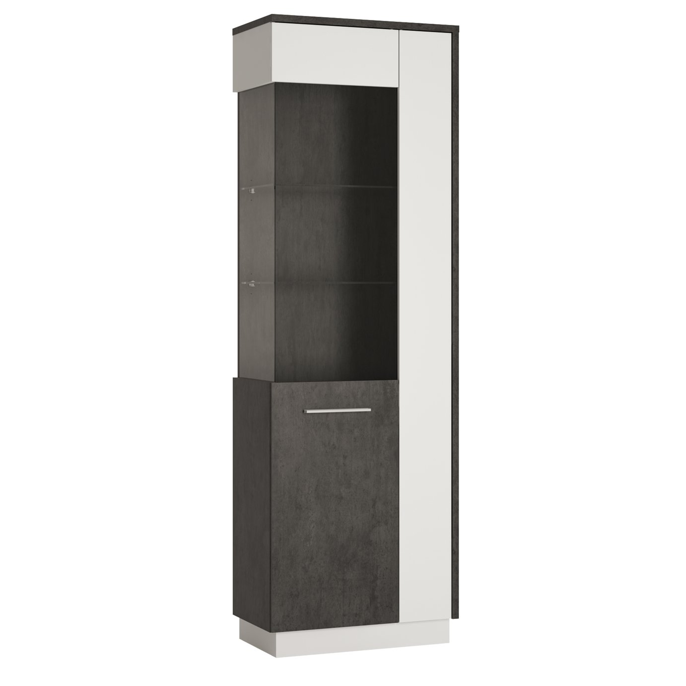 Solan 1 Door Left Hand Display Cabinet - Grey & White