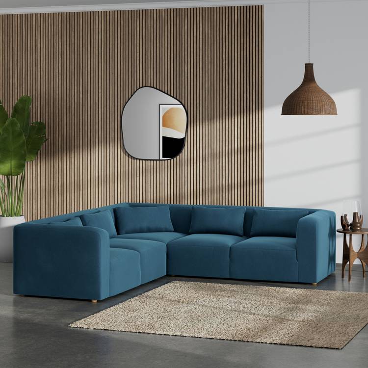 Habitat Lars Reversible Corner Sofa - Ink Blue - Ash Leg 0
