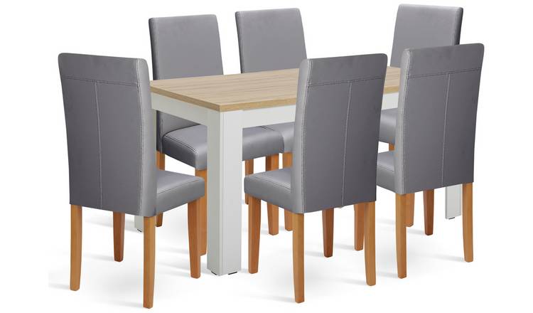 Argos Home Wood Effect Dining Table & 6 Charcoal Chair