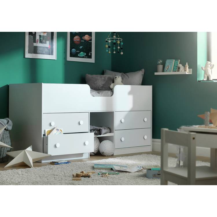 Habitat Jackson Shorty 4 Drawer Midsleeper Bed Frame - White 0