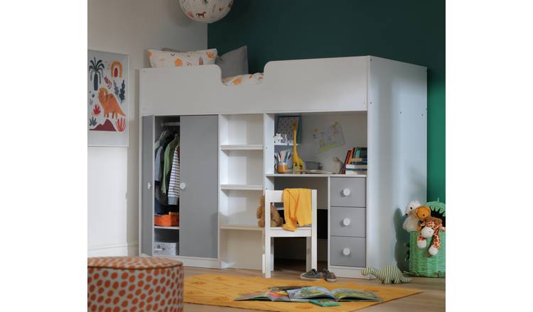 Habitat Jackson Shorty Highsleeper Bed Frame - White & Grey