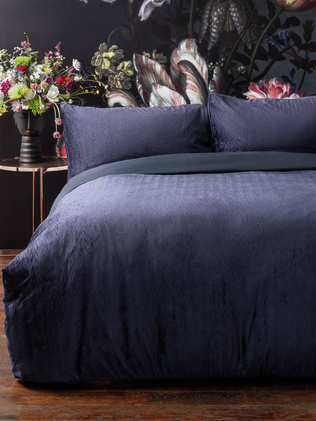 Argos Home Navy Chevron Velvet Bedding Set Review