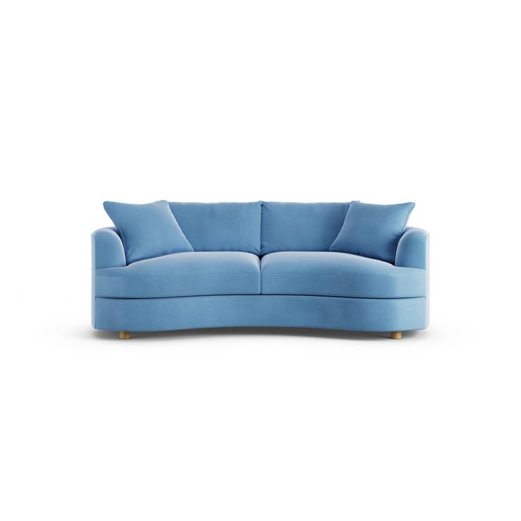 Habitat Sacha Velvet 3 Seater Sofa - Sky Blue - Ash Leg 0