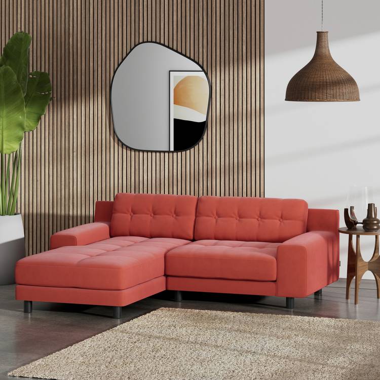 Habitat Hendricks Left Hand Corner Sofa - Papaya - Black Leg 0