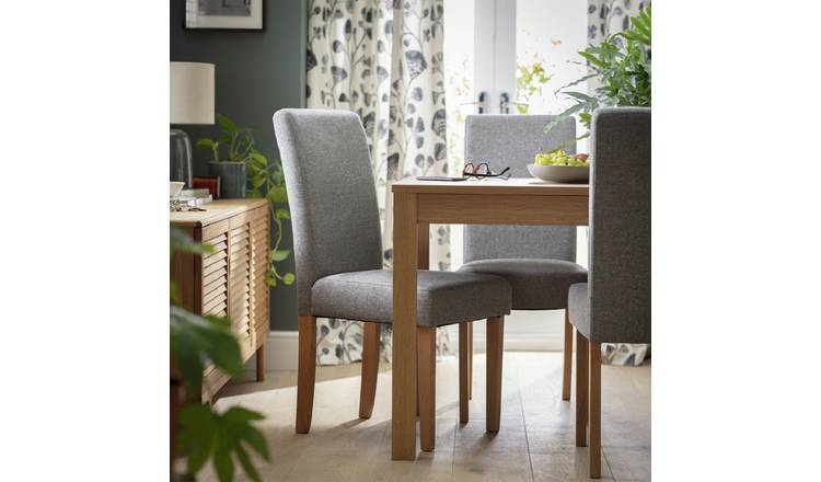 Argos Home Pair of Tweed Fabric Dining Chairs - Grey