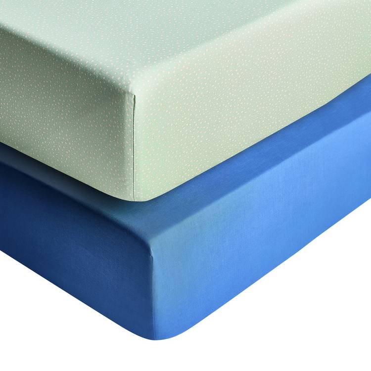Habitat Kids Boy Twin Pack Blue Fitted Sheet - Single 0