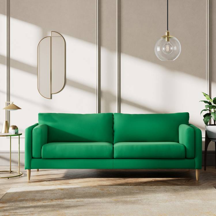 Habitat Newington Fabric 4 Seater Sofa - Green - Ash Leg 0