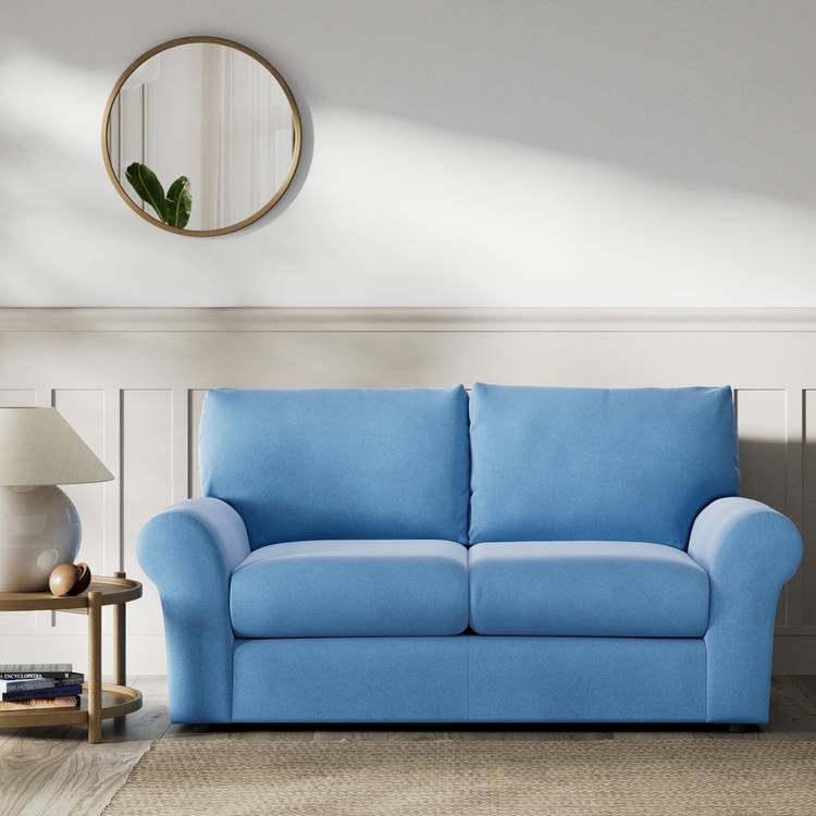 Habitat Molton Velvet 2 Seater Sofa - Sky Blue 0