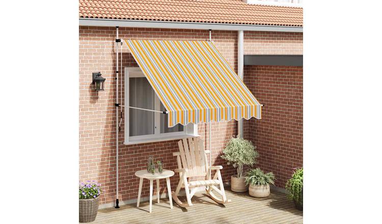 Walplus Manual Polyester Retractable Awning - Yellow and Blue - 200 x 120 cm