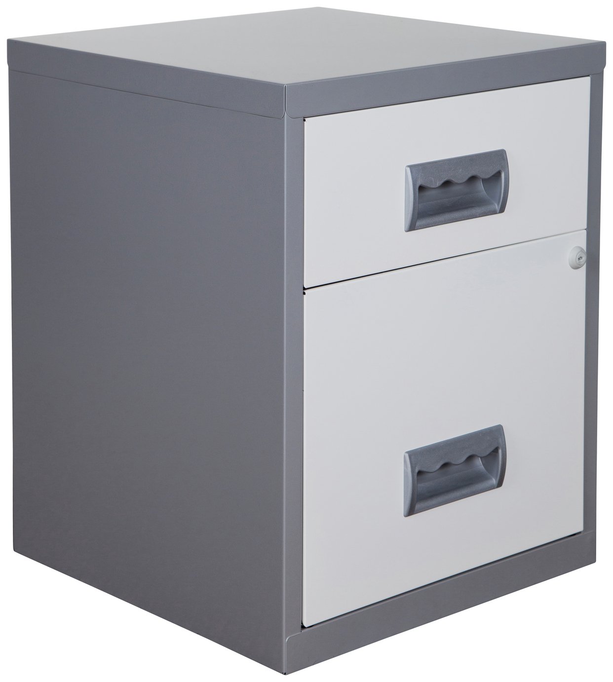 Pierre Henry 2 Drawer Combi Filing Cabinet - Silver/White