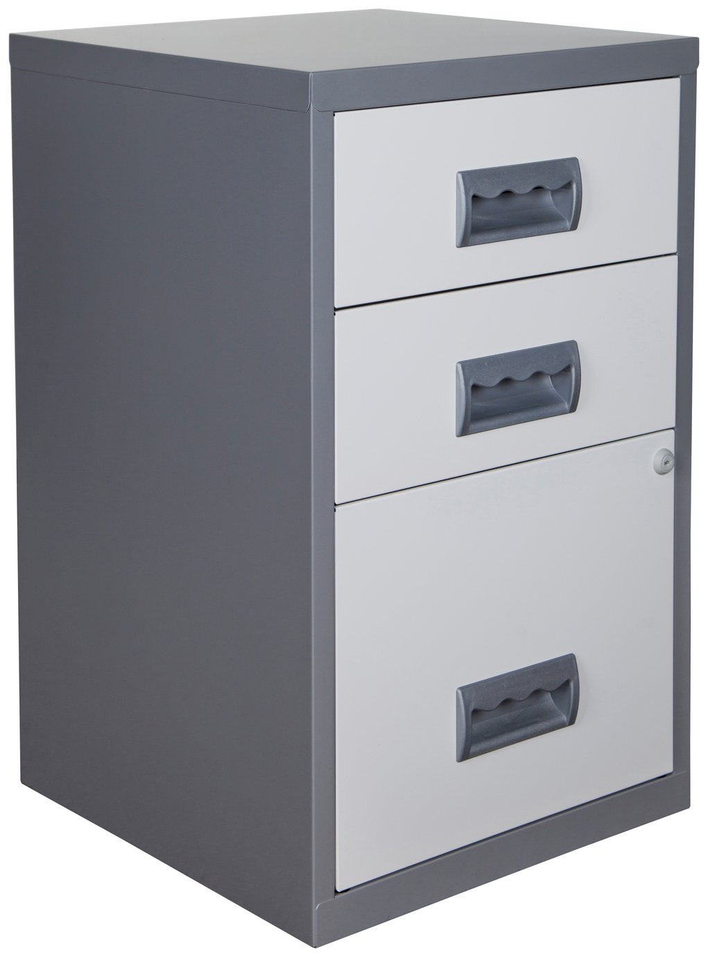 Pierre Henry 3 Drawer Combi Filing Cabinet - Silver/White