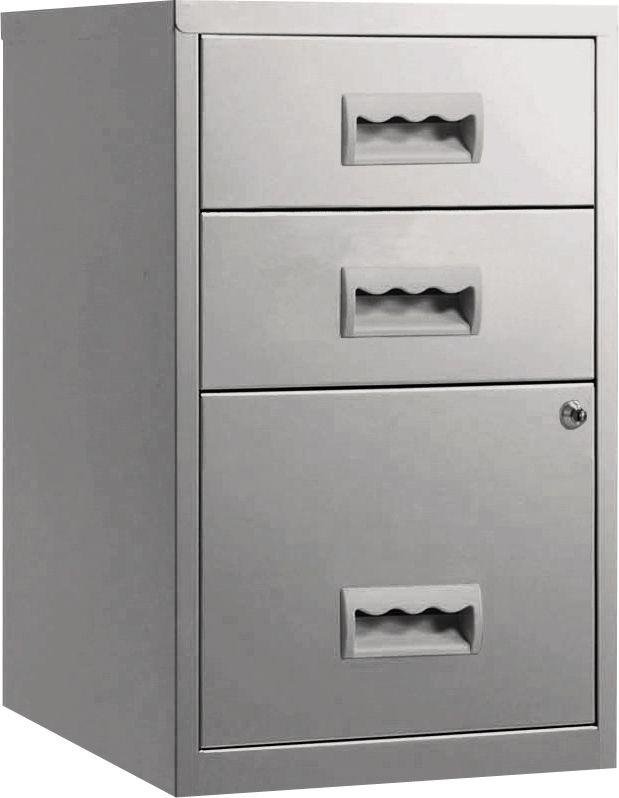 Pierre Henry 3 Drawer Combi Filing Cabinet - Silver