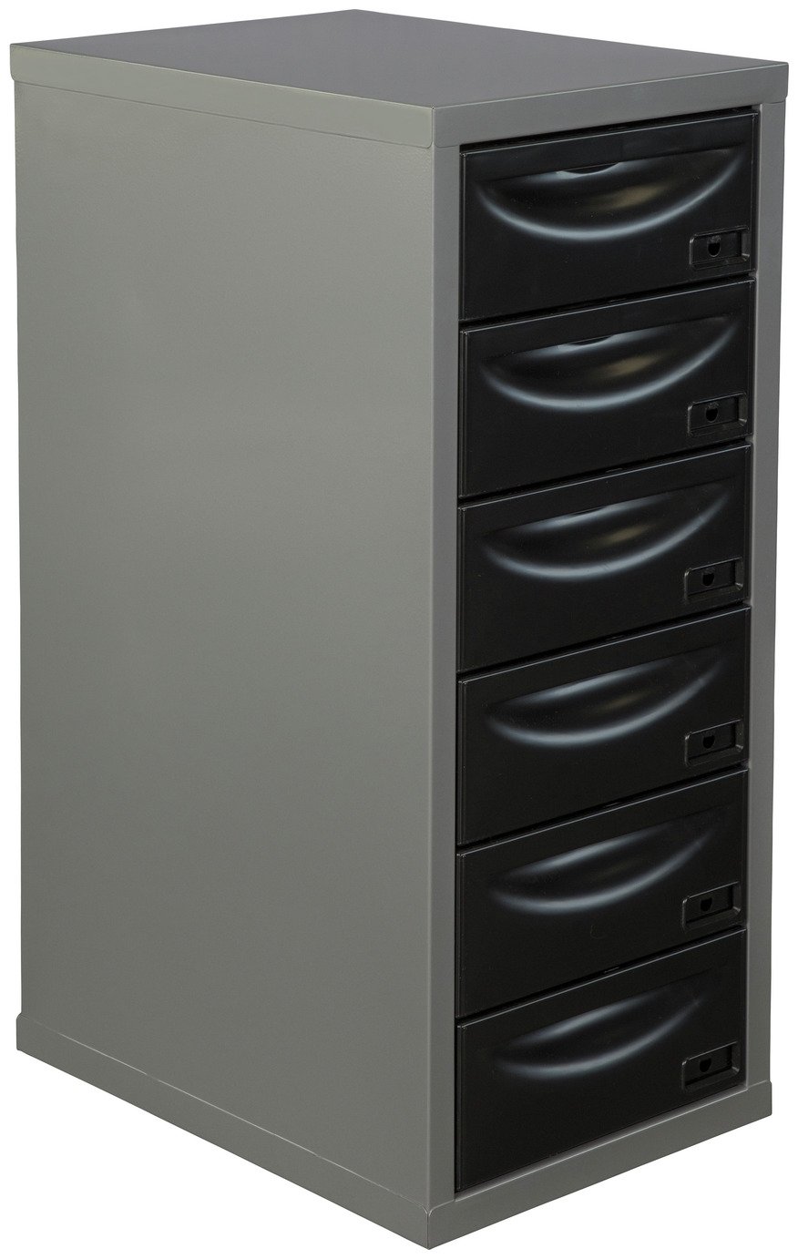 Pierre Henry 6 Drawer Multi Filing Cabinet - Silver/Black