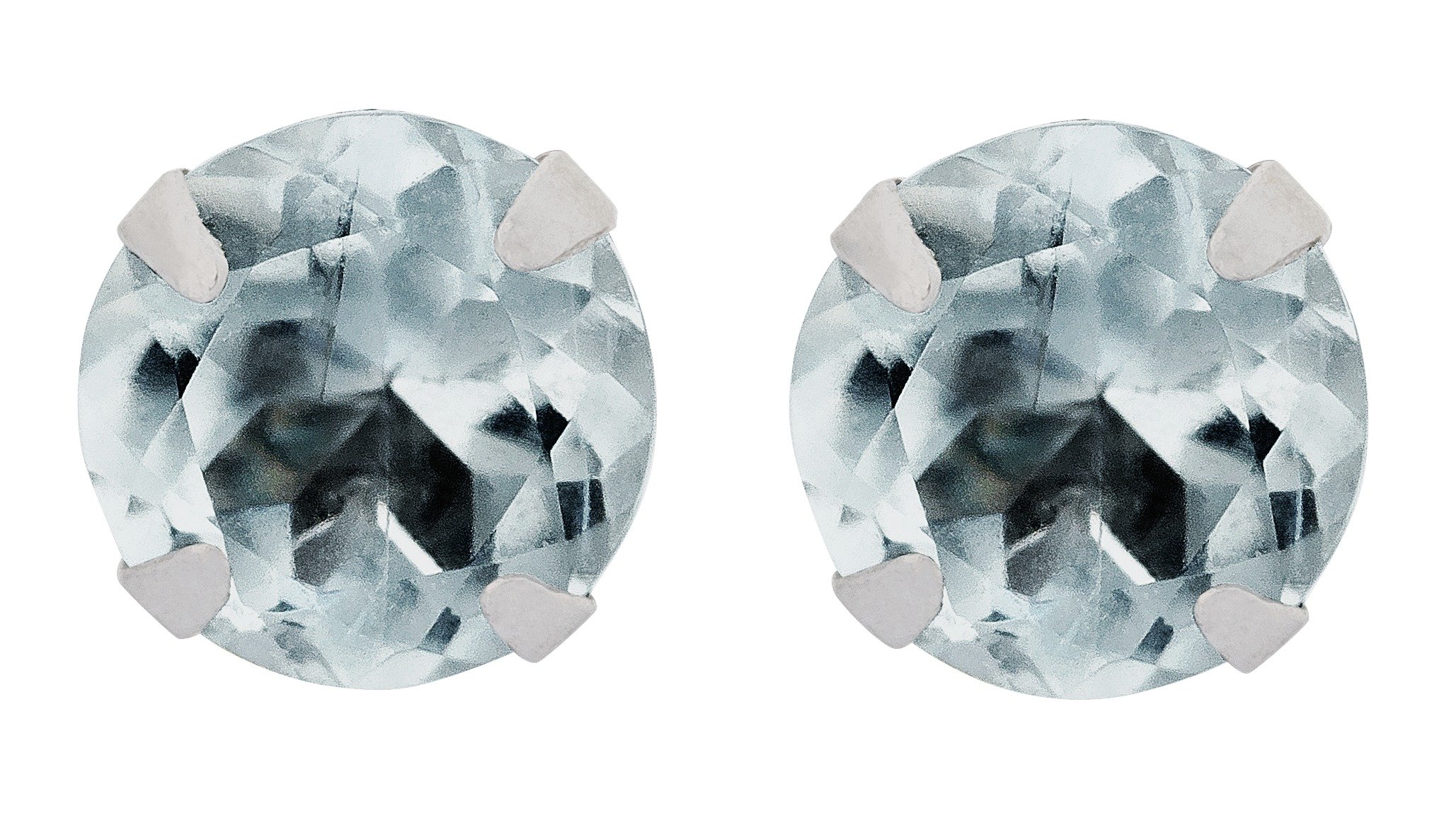 Revere 9ct White Gold 5mm Aquamarine March Stud Earrings Review