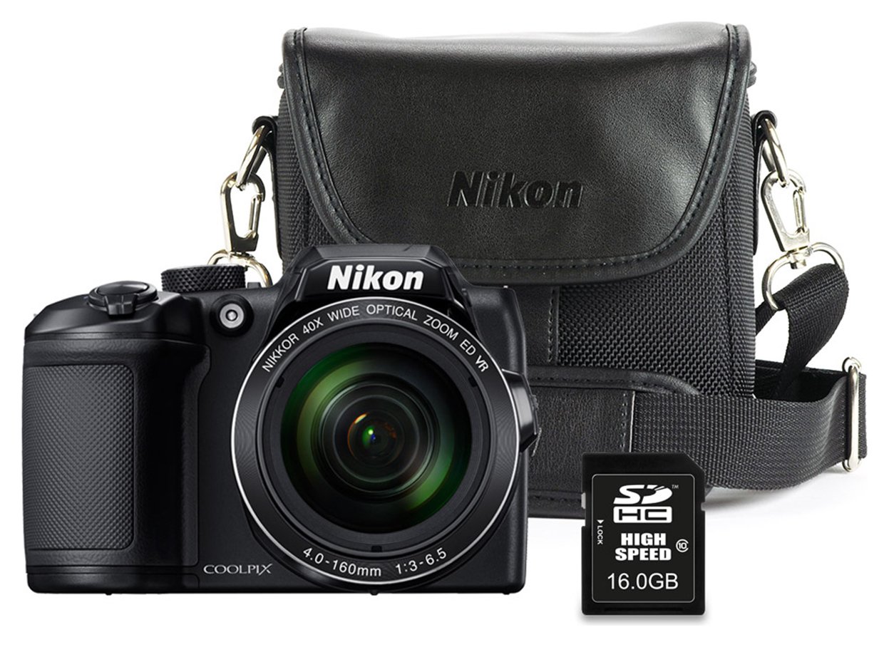 Nikon B500 16MP 40x Zoom Bridge Camera Bundle - Black