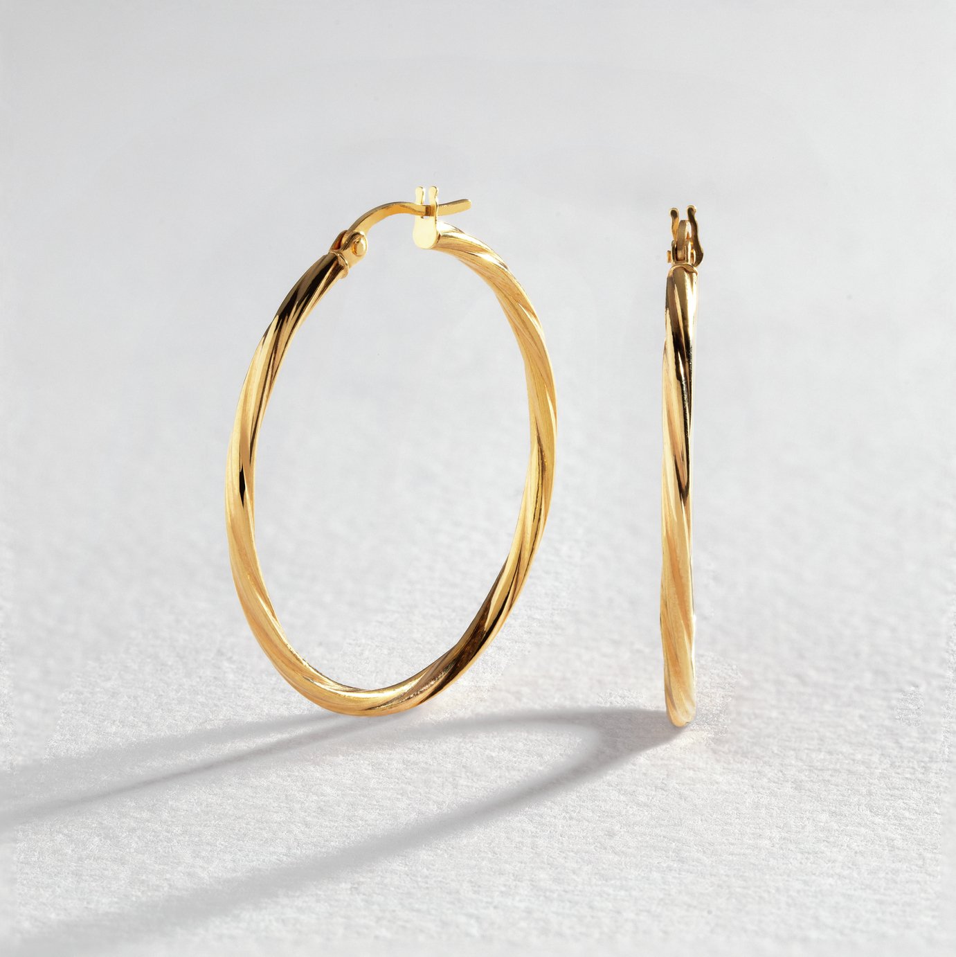 Revere 9ct Gold Twist Creole Hoop Earrings