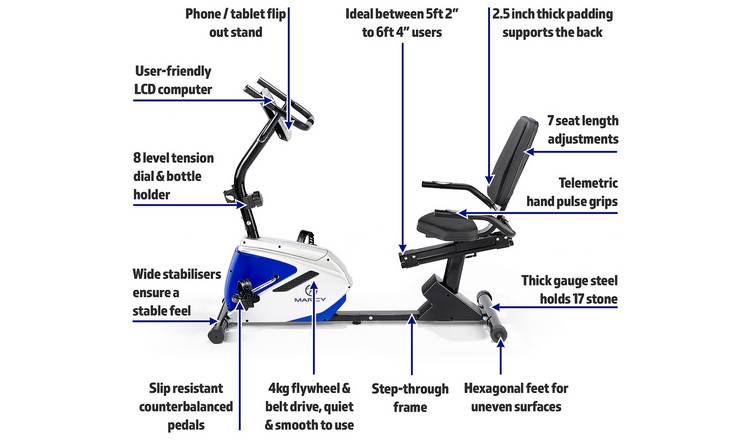 Buy Marcy RB1016 Azure Manual Magnetic Recumbent Exercise Bike