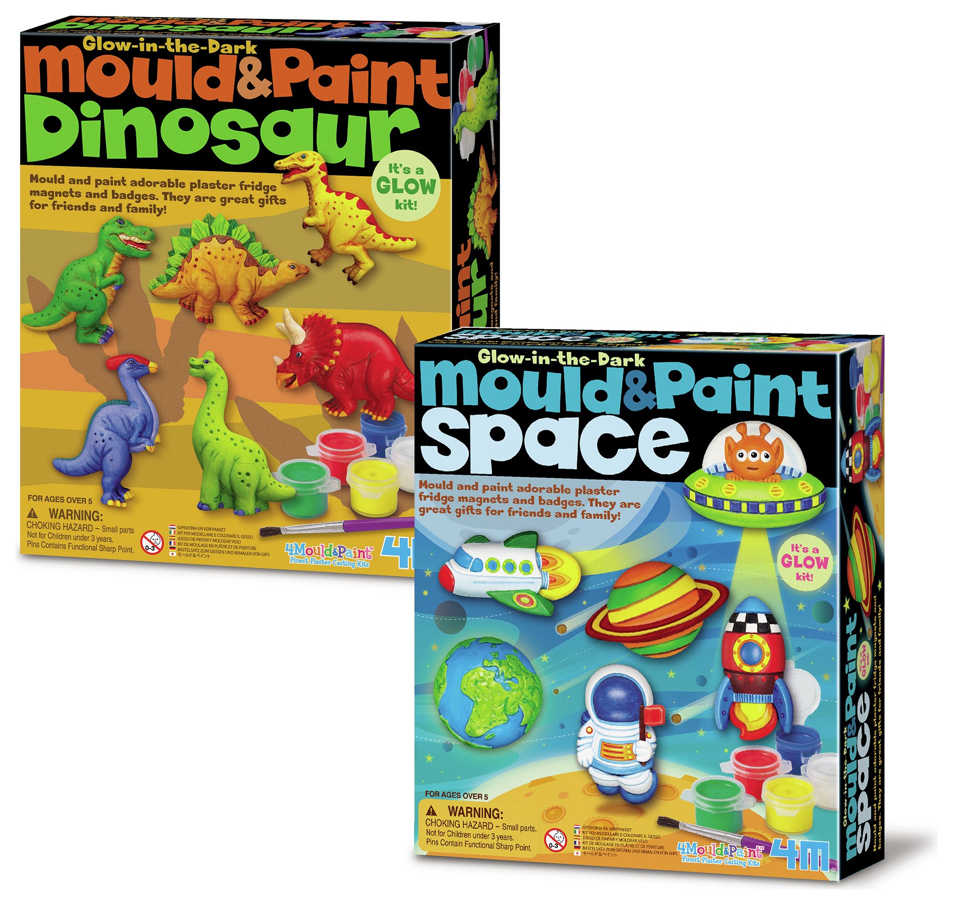 4M Mould & Paint Dinosaur and Mould & Paint Space- Twin Pack