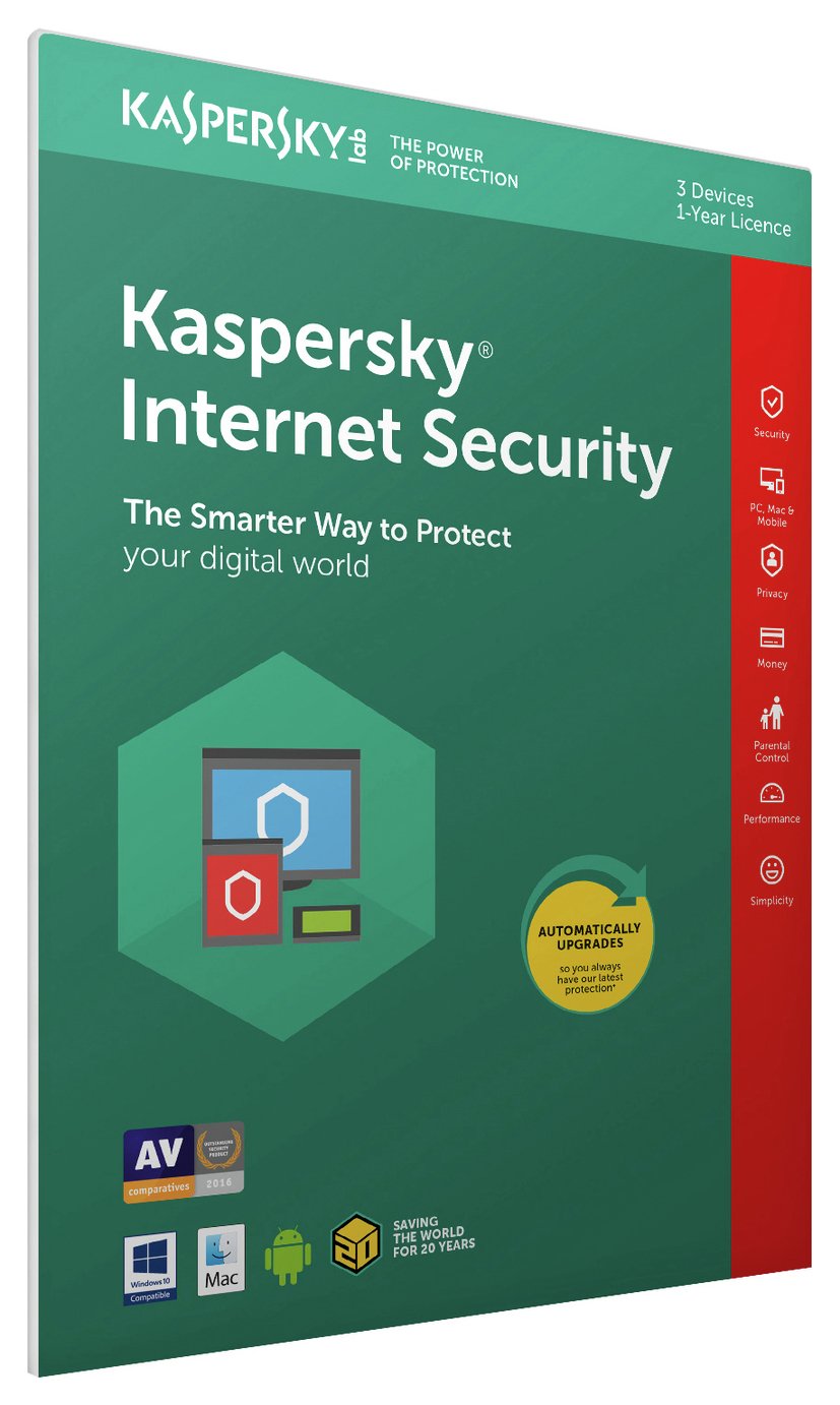 Kaspersky Internet Security 2017 - 3 Devices, 1 Year License