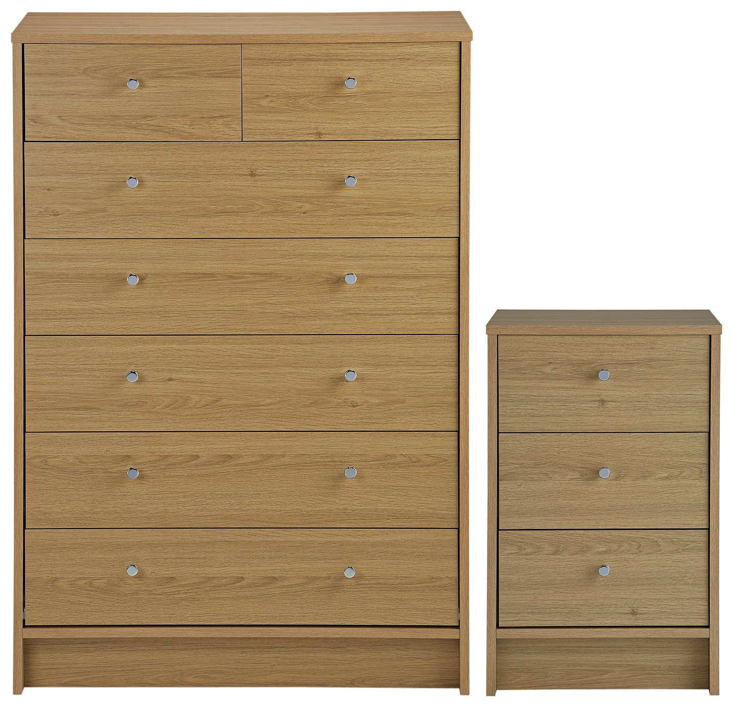 Argos Home Malibu Bedside & 5 2 Drawer Chest Set -Oak Effect