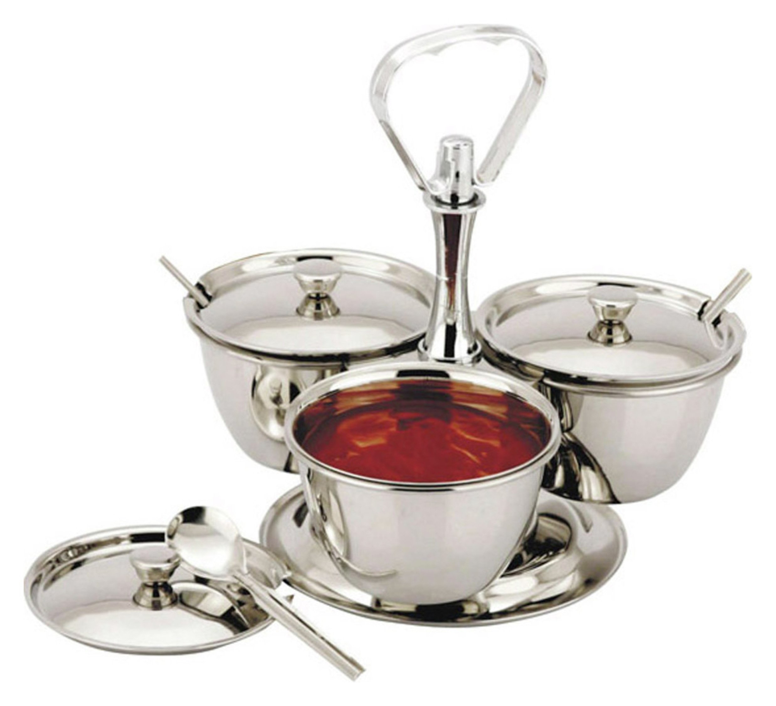 Zodiac 3 Bowl Revolving Relish Server - Stainless Steel