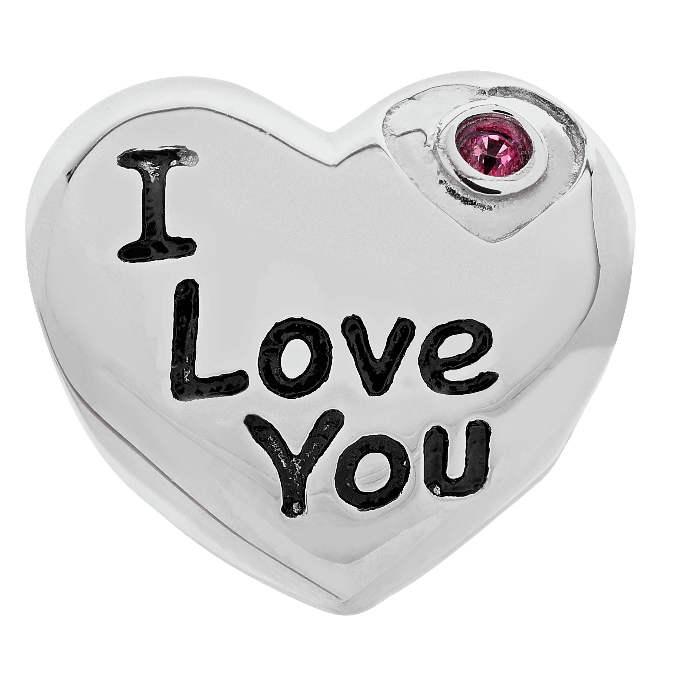 Moon & Back Sterling Silver 'I Love You' Cubic Zirconia Bead