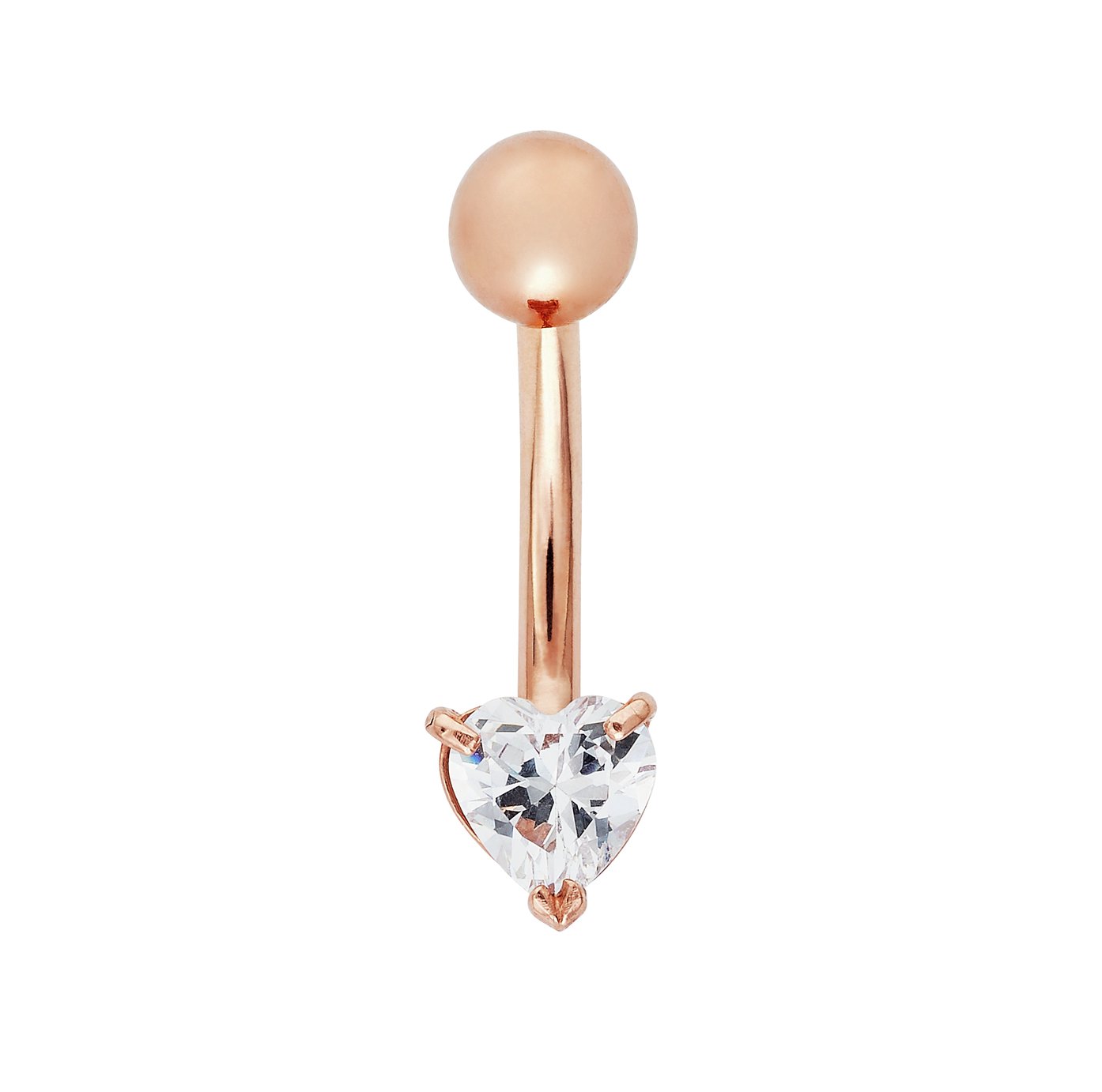 State of Mine 9ct Rose Gold Cubic Zirconia Heart Belly Bar