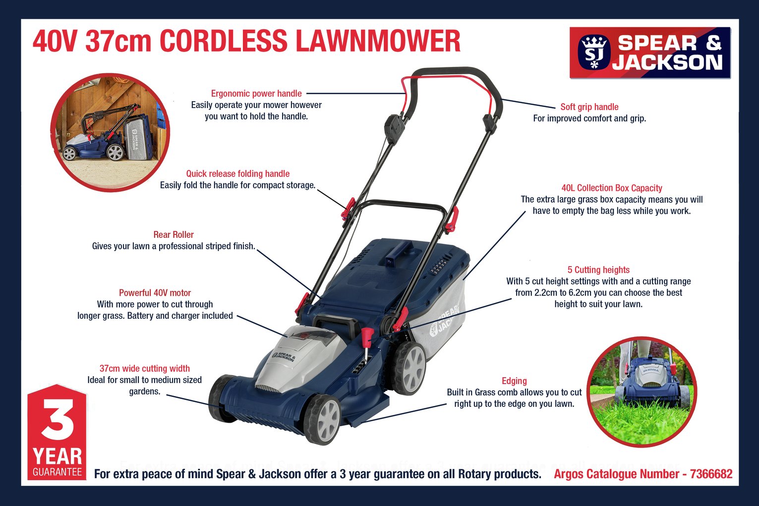 Spear & Jackson S4037CR 37cm Cordless Rotary Lawnmower Reviews