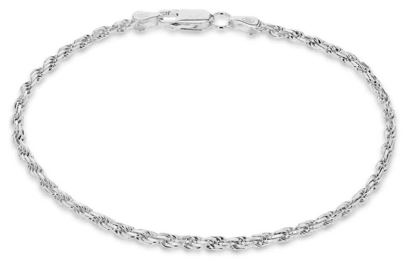 Revere Italian Silver Diamond Cut Rope 7.5 Inch Bracelet