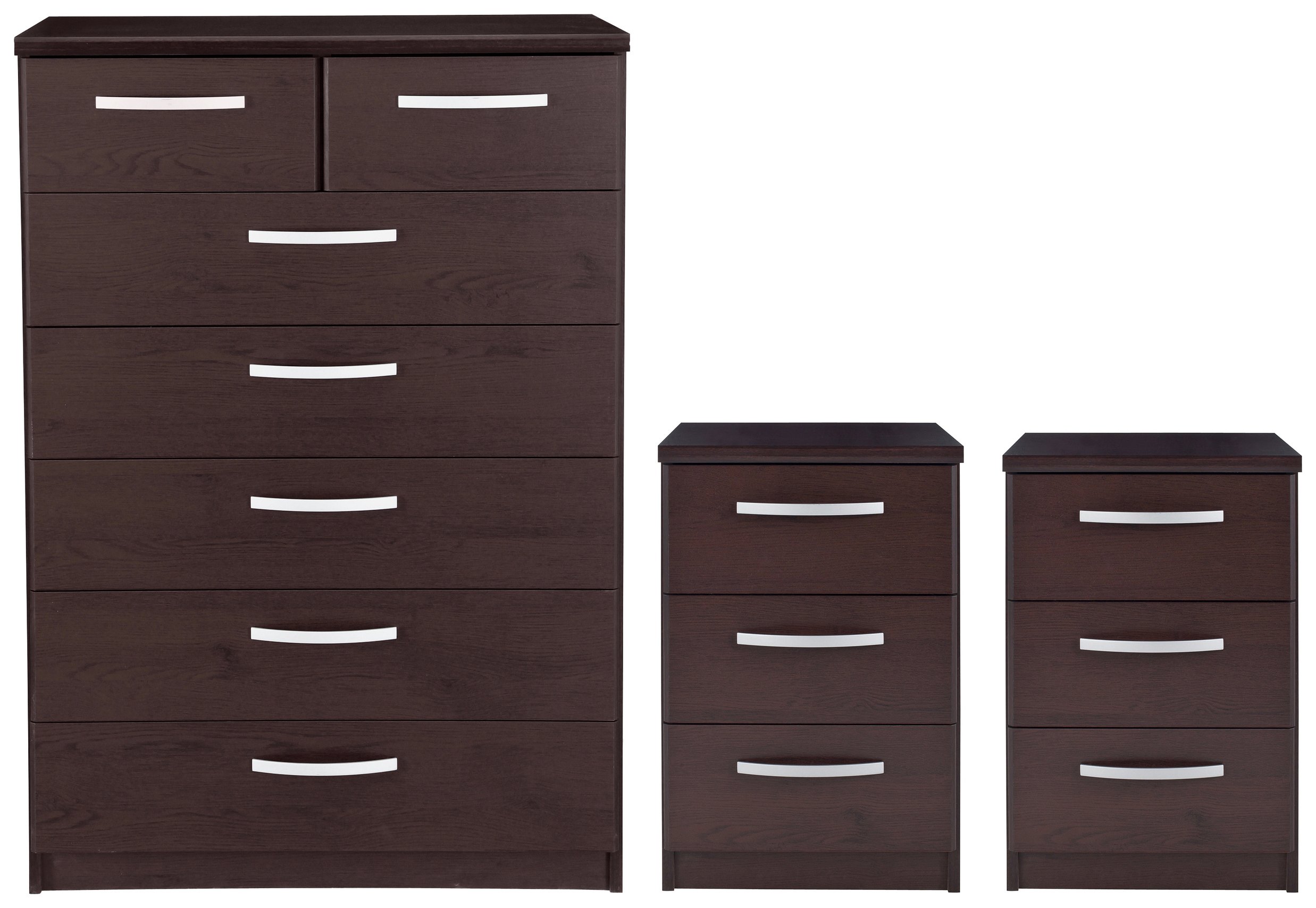 Argos Home Hallingford 2Bedside & 5+2Drw Set-Dark Oak Effect