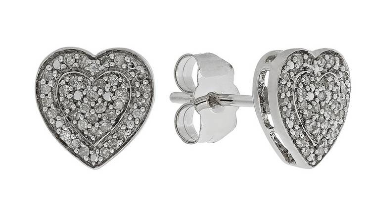 White gold hot sale heart earrings