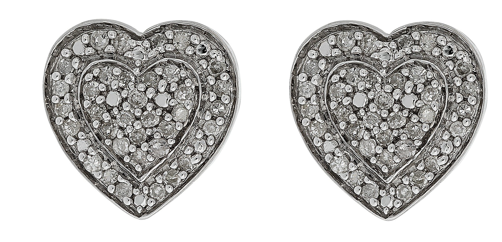 Revere 9ct White Gold Diamond Heart Cluster Stud Earrings Reviews