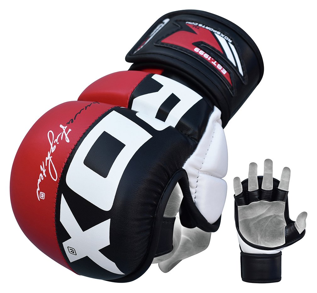RDX Synthetic Leather MMA Grap Gloves Medium/Large - Red